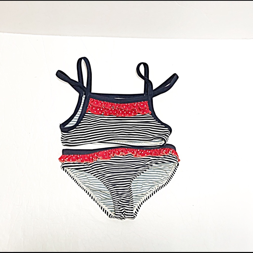 EUC Carter Girl Red Polka Dot Ruffle 2pc Swim wear
